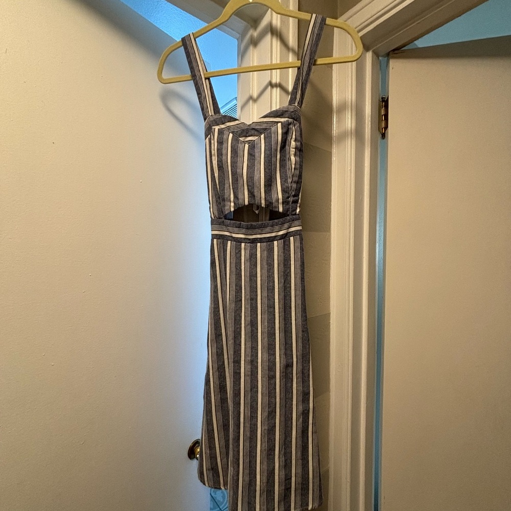 Altar'd State Blue and White Striped Midi Dress